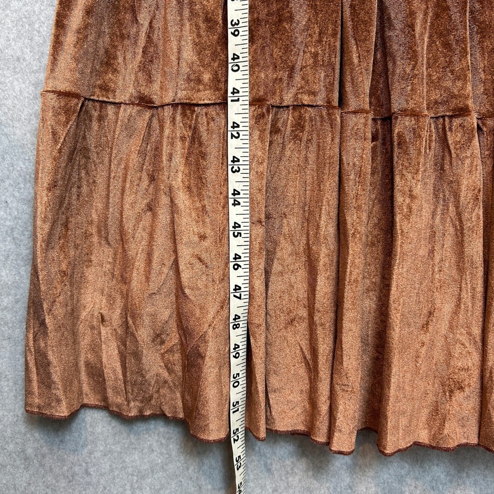 Baltic Born Size 2XL Velvet Midi Dress Smocked Tiered Brown Romantic Autumn Boho - Picture 7 of 12